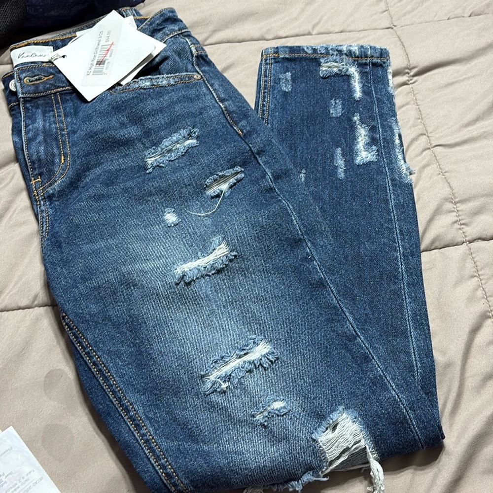 KanCan High Rise Distressed Blue Jeans